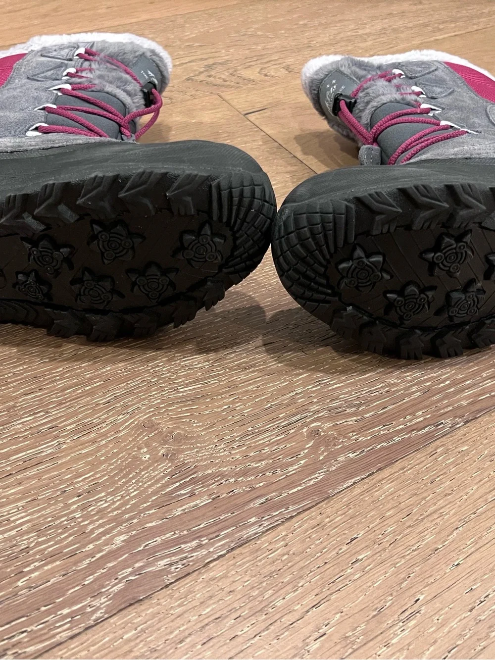 The North Face Kids Gray and Pink Insulated Snow Boots